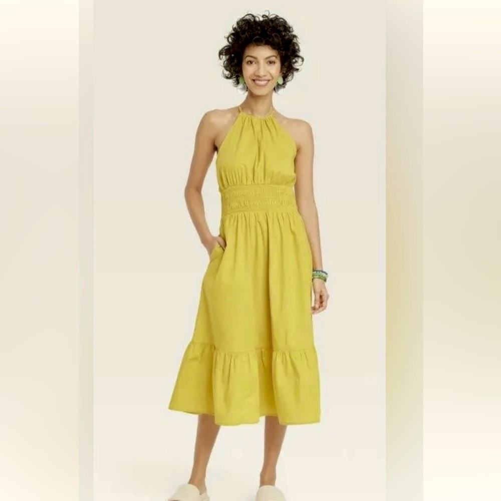 A New Day high neck halter cinched waist dress S